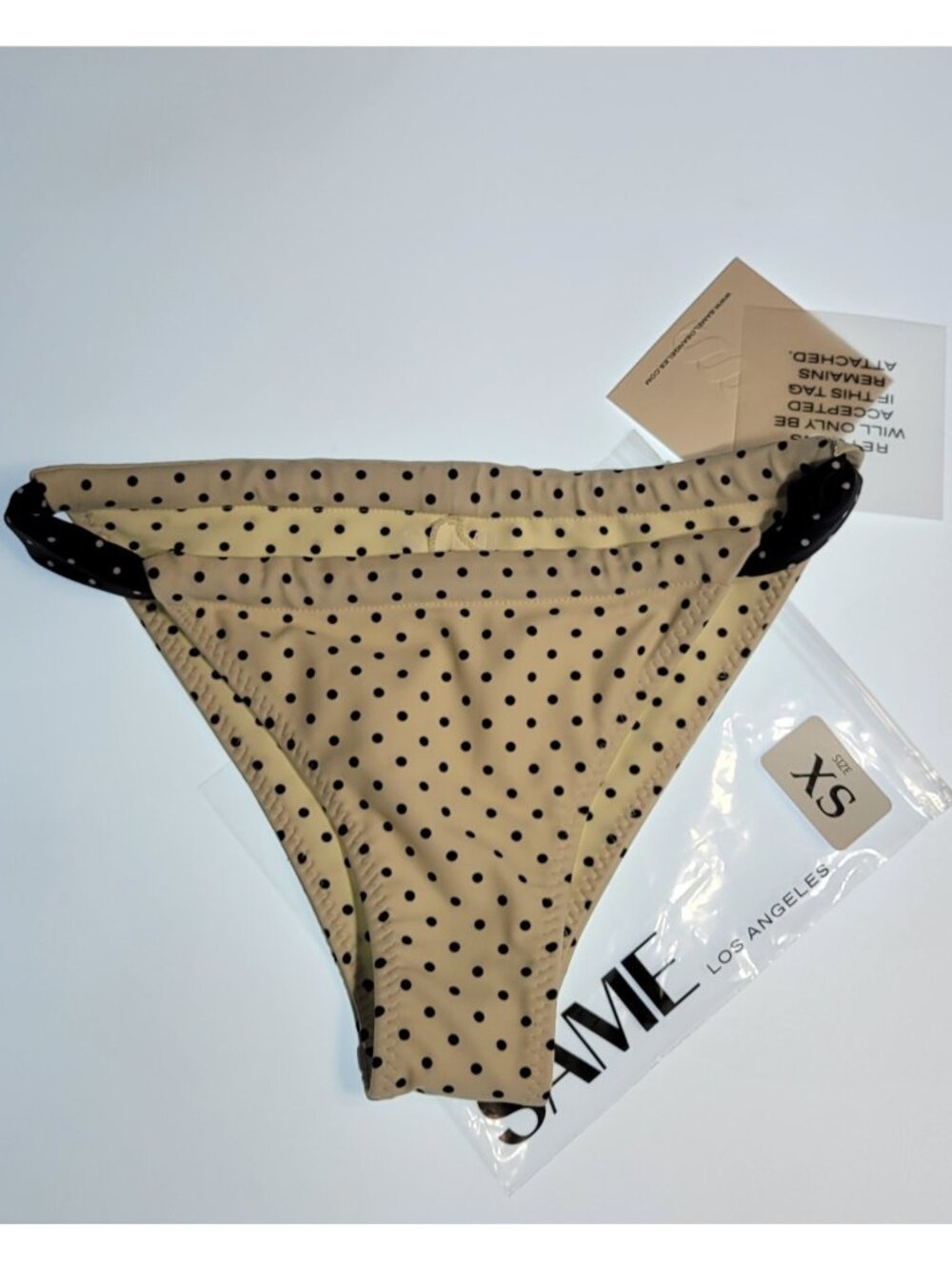 SAME Los Angeles Bottom Swim Womens Mid  Rise Polka Dots XSmall White /black
